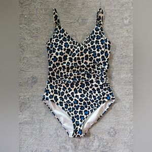 MK Michael Kors Blue Leopard Print One-Piece Swimsuit